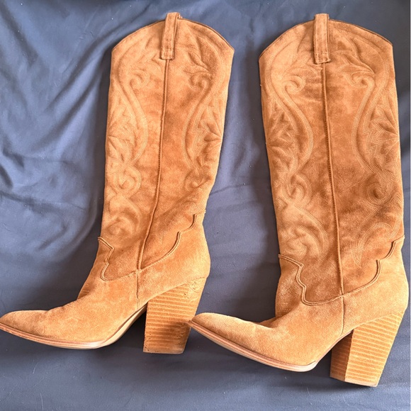 Steve Madden Lasso Suede Western Over-the-Knee Boots in Tan Size 8 - Picture 2 of 10
